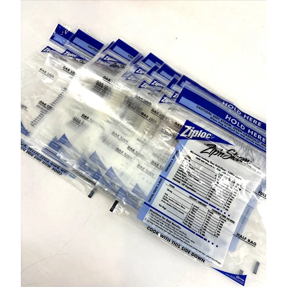 Ziploc Zip'n Steam Cooking Bags Size Large QTY 24 Open Box‎ Discontinued 10x10